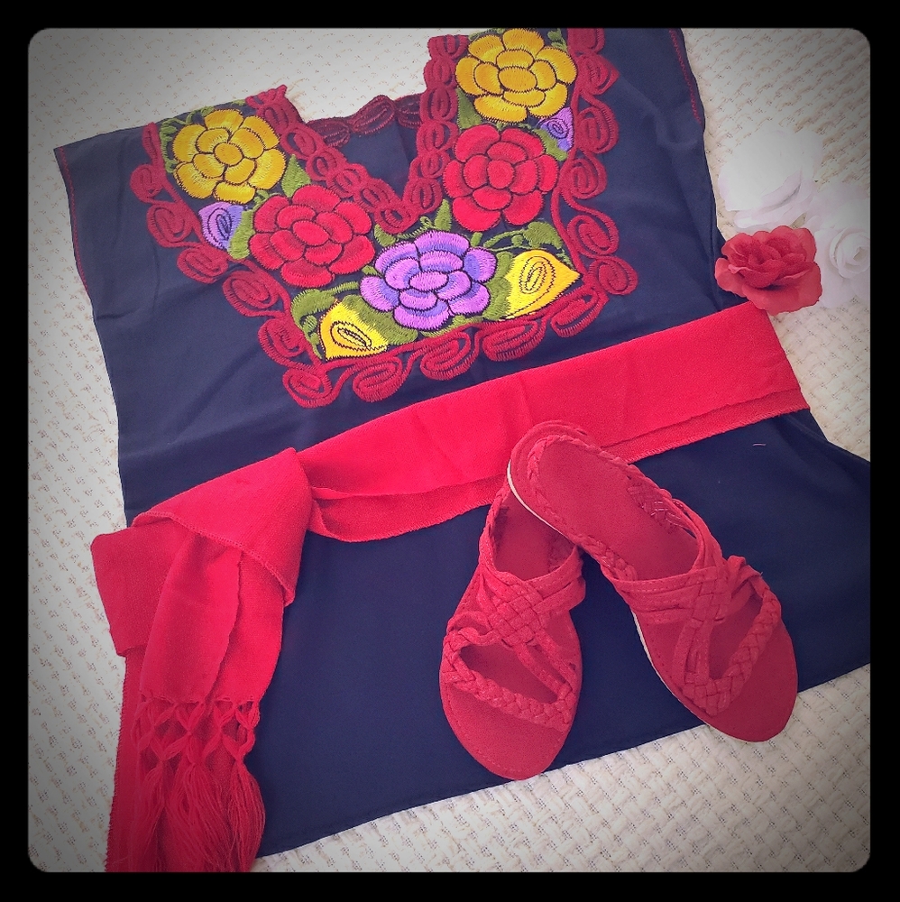Mexican blouse and huaraches